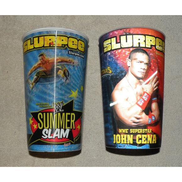 Lot 2 Slurpee 7-11 John Cena 3D Cups 32 Ounce Made USA - Picture 1 of 2